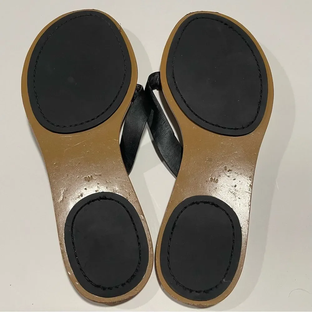 Tory Burch Black Leather Thong Sandals
